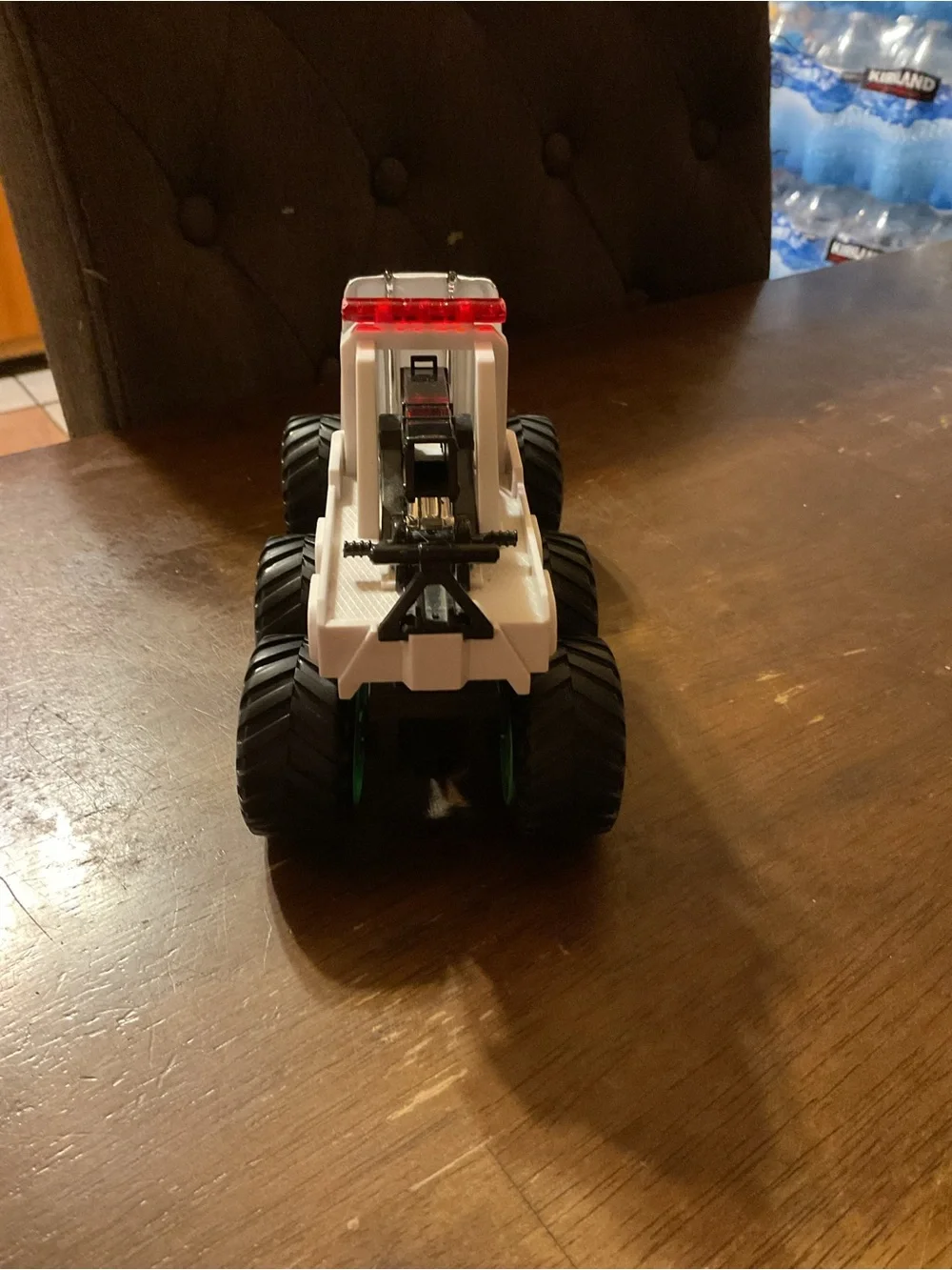 White Monster Truck Toy with Red Light Bar - Kids Off-Road Vehicle